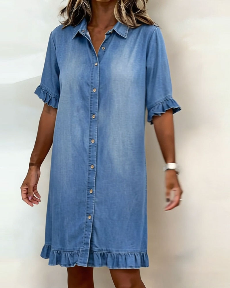 Remy | Abito Camicia in Denim con Volant