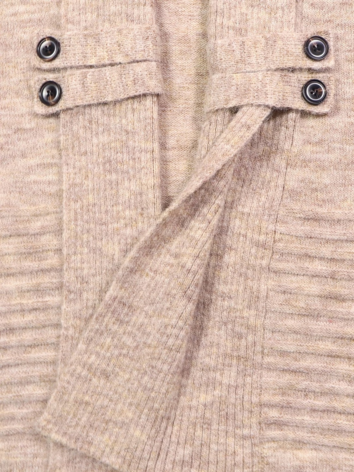 Harlow | Oatmeal Ribbed Knit Button-Tab Cardigan