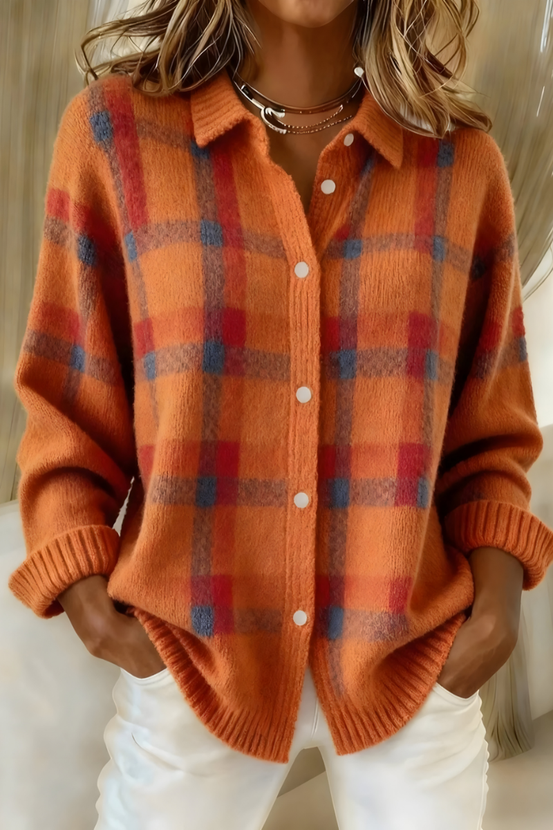 ANNA | Plaid Knit Cardigan