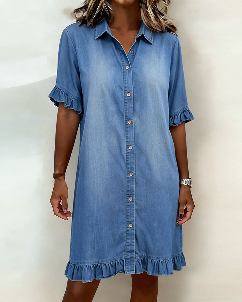 Remy | Abito Camicia in Denim con Volant
