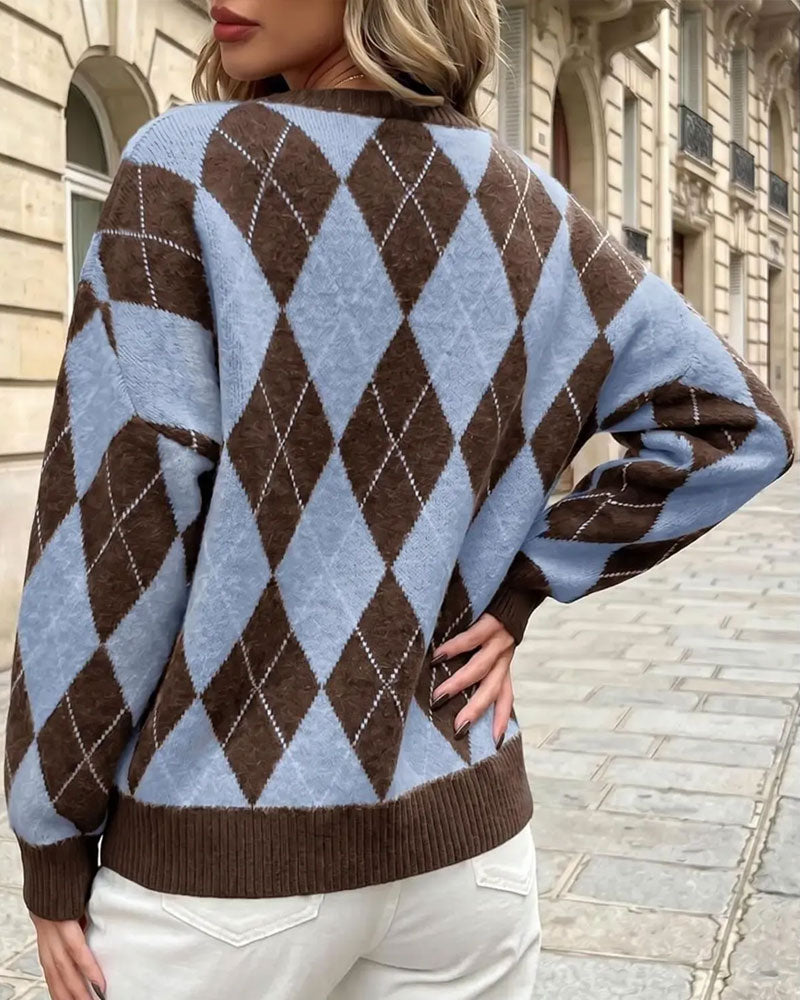 Women’s Argyle Crew-Neck Jumper