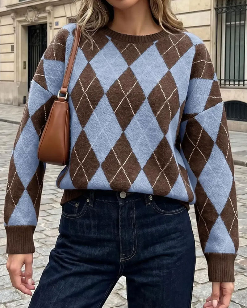 Women’s Argyle Crew-Neck Jumper
