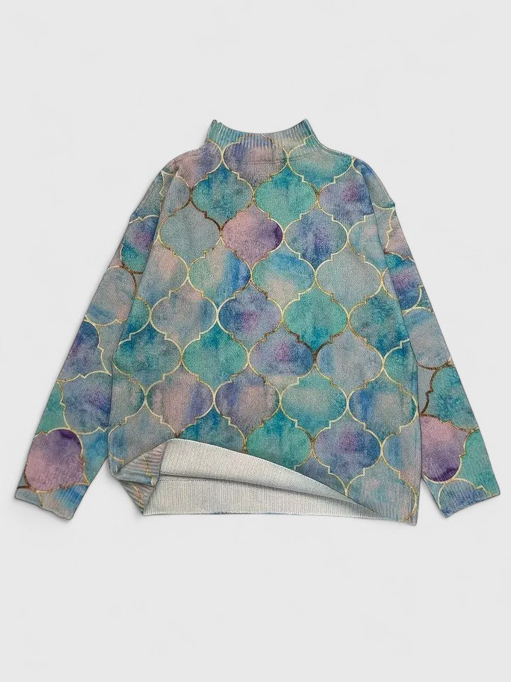 Women’s Geometric Mock Neck Sweater