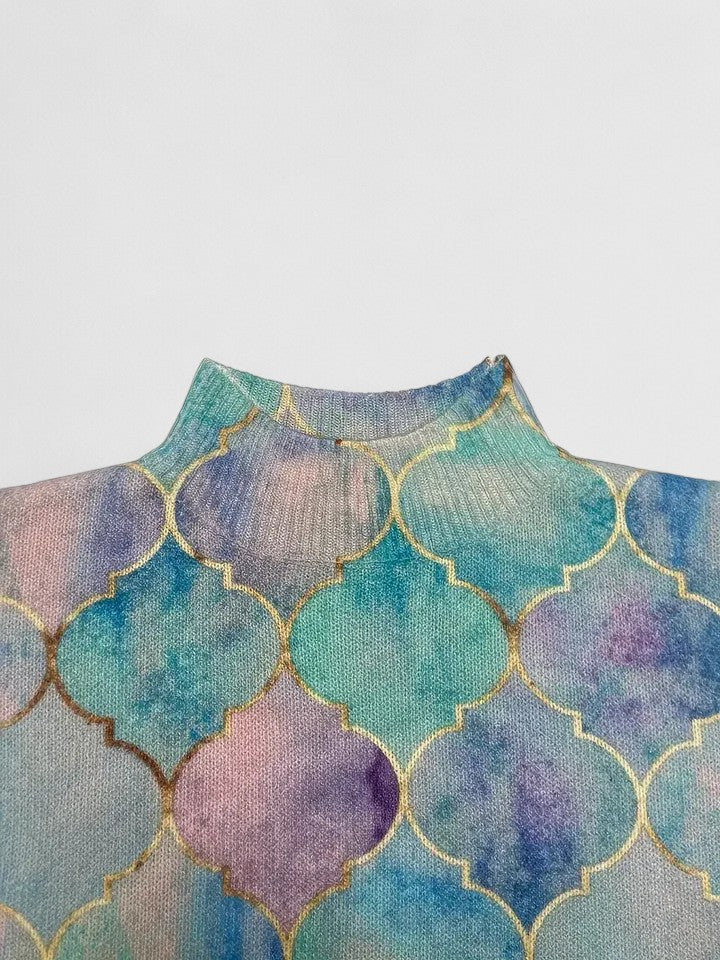 Women’s Geometric Mock Neck Sweater