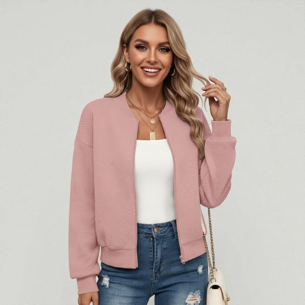Adelaide | Textured Zip Bomber Jacket