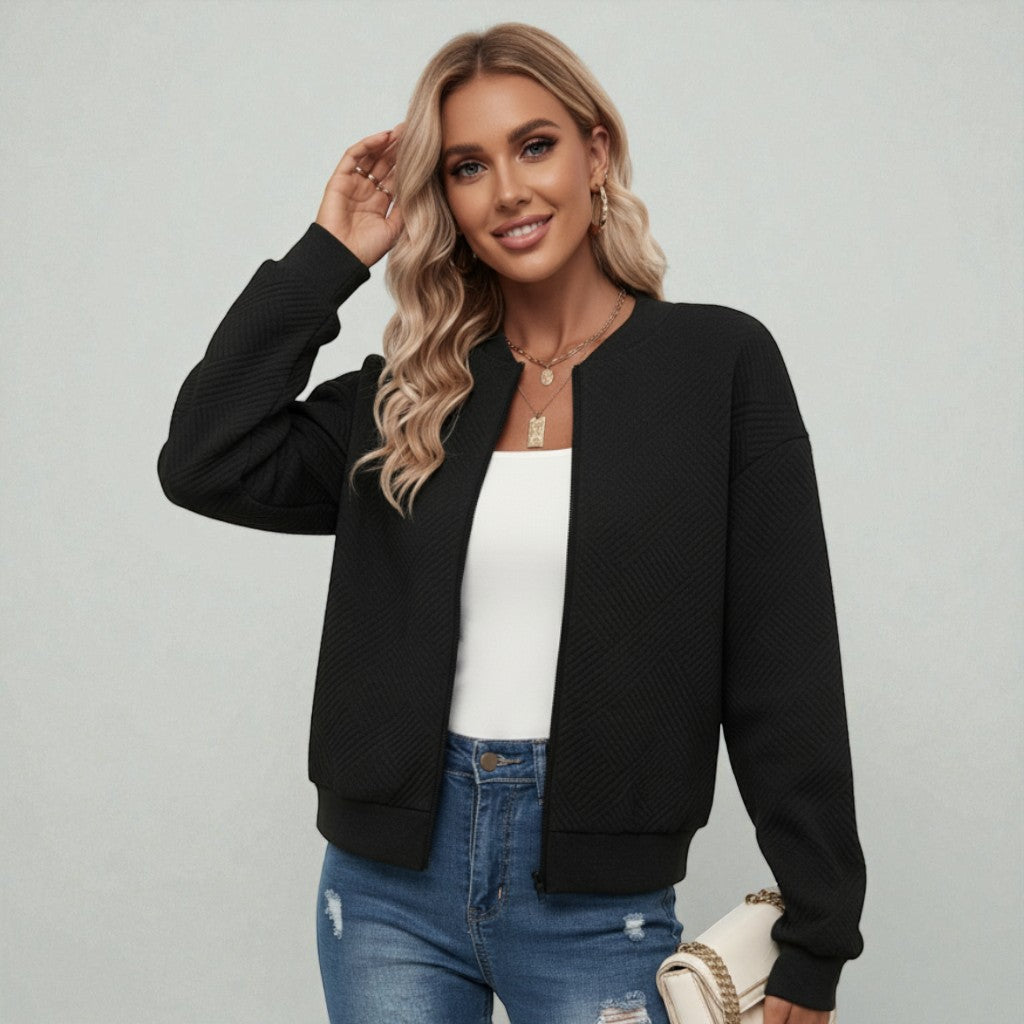 Adelaide | Textured Zip Bomber Jacket