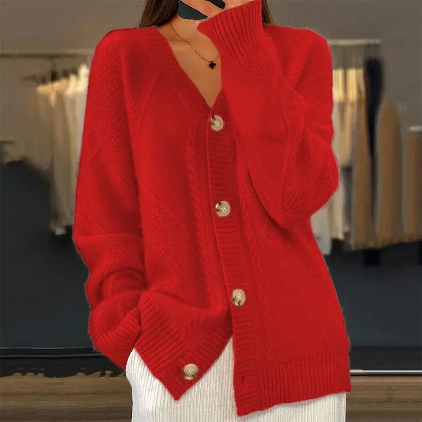 Lena Cardigan Women – Soft Cashmere Sweater with Buttons & Elegant Long Sleeves