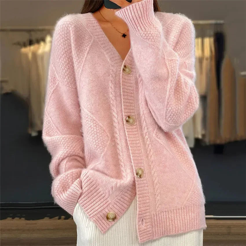 Lena Cardigan Women – Soft Cashmere Sweater with Buttons & Elegant Long Sleeves