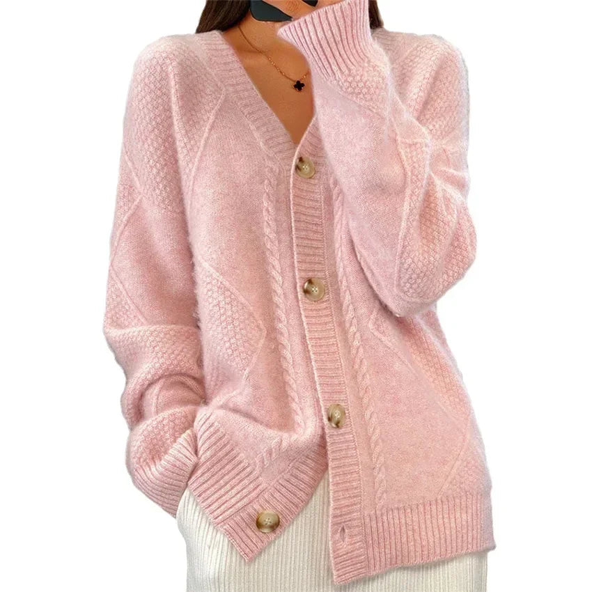 Lena Cardigan Women – Soft Cashmere Sweater with Buttons & Elegant Long Sleeves