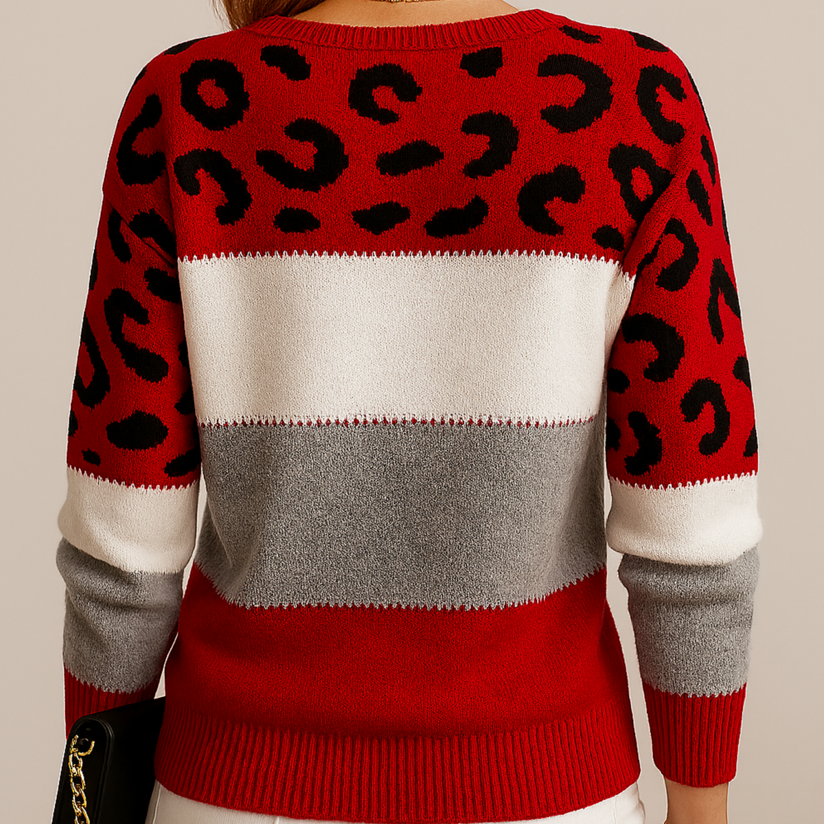 Viola | Women’s Soft Colour-Block Leopard Print Jumper