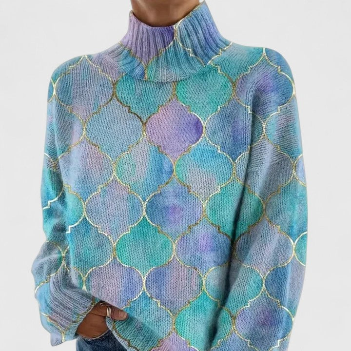 Women’s Geometric Mock Neck Sweater