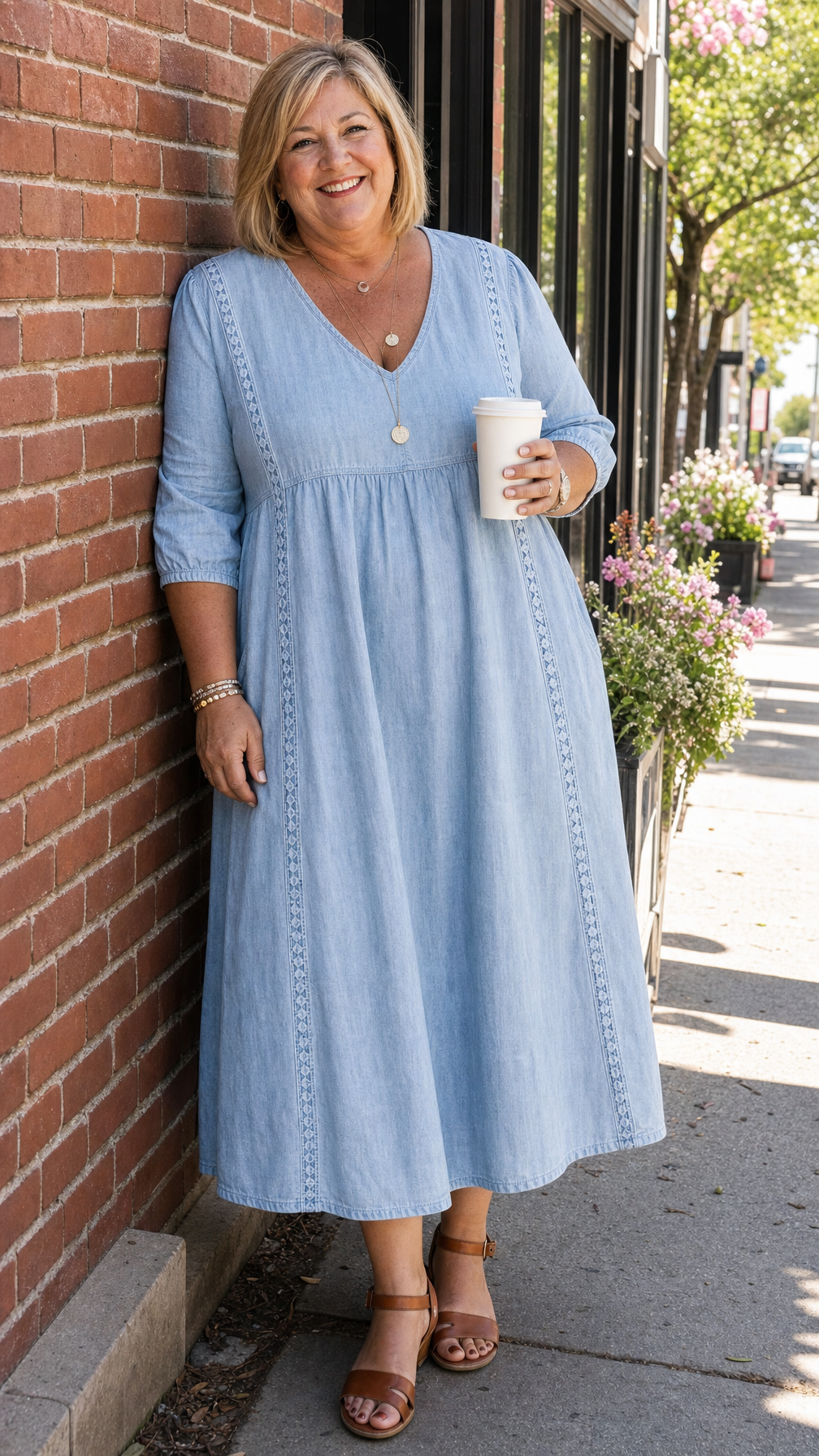 Brynlee | Abito Maxi Impero con Pizzo