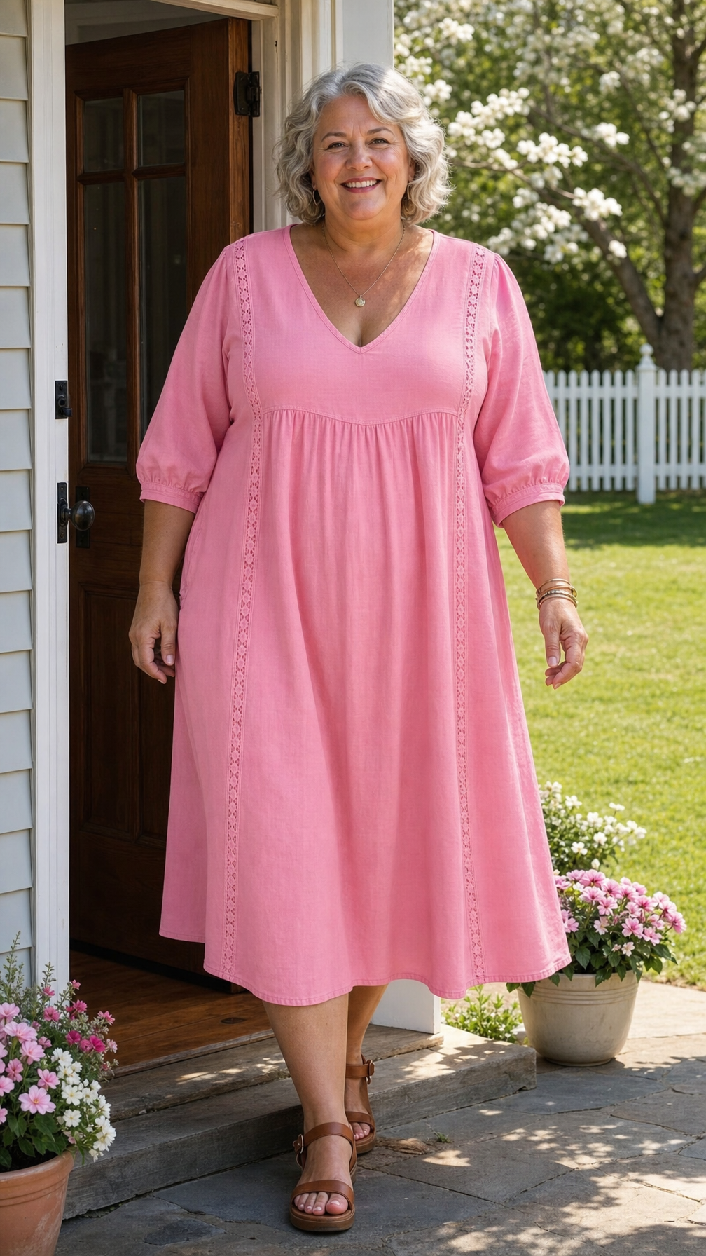Brynlee | Abito Maxi Impero con Pizzo