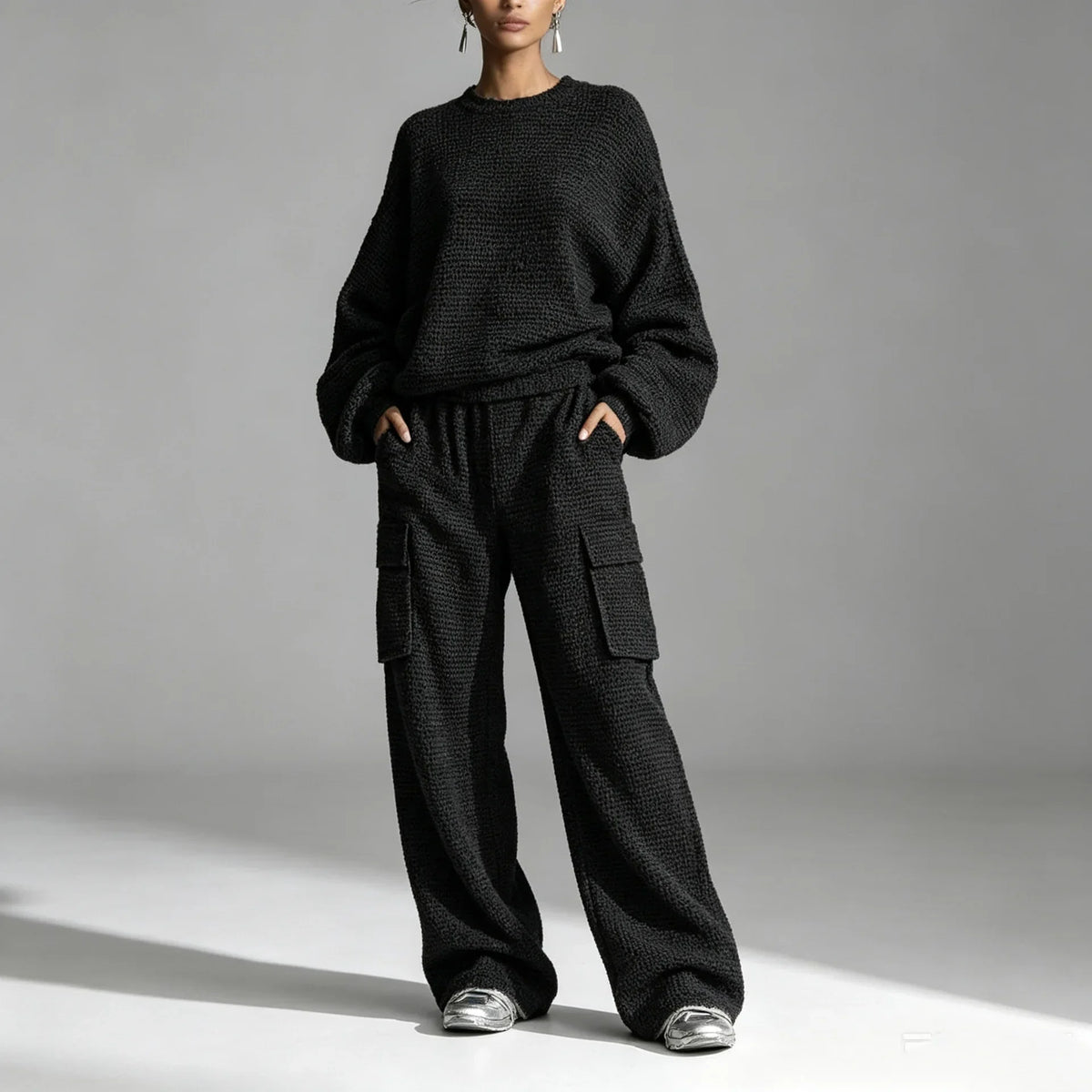 Adelina | Textured Knit Cargo Co-ord Set