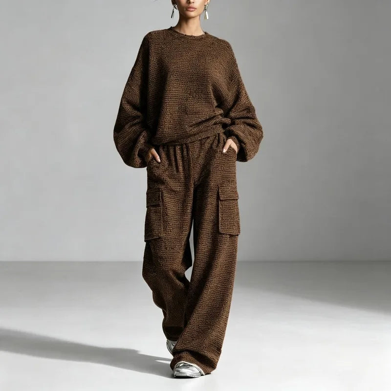 Adelina | Textured Knit Cargo Co-ord Set