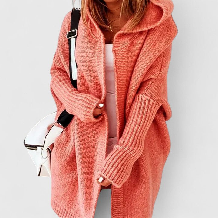 Ornella | Cardigan lungo oversize con cappuccio