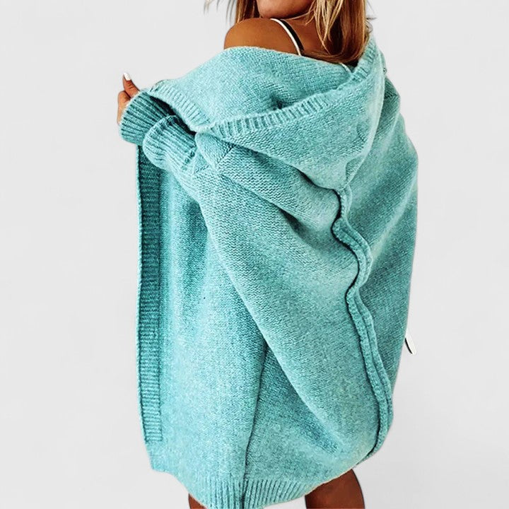 Ornella | Cardigan lungo oversize con cappuccio