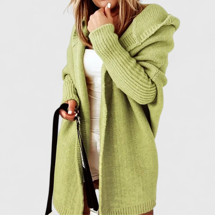 Ornella | Cardigan lungo oversize con cappuccio