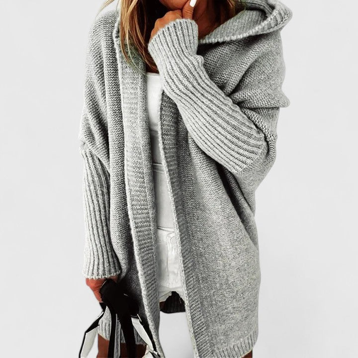 Ornella | Cardigan lungo oversize con cappuccio