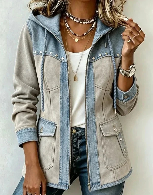 Camille | Patchwork-Style Hooded Jacket
