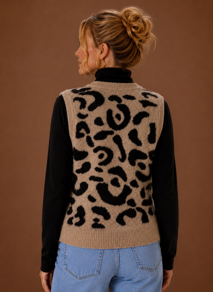 Rosalind | Leopard Print Knit Waistcoat