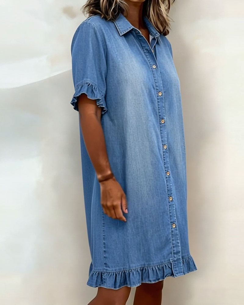 Remy | Abito Camicia in Denim con Volant