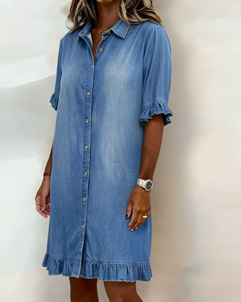 Remy | Abito Camicia in Denim con Volant