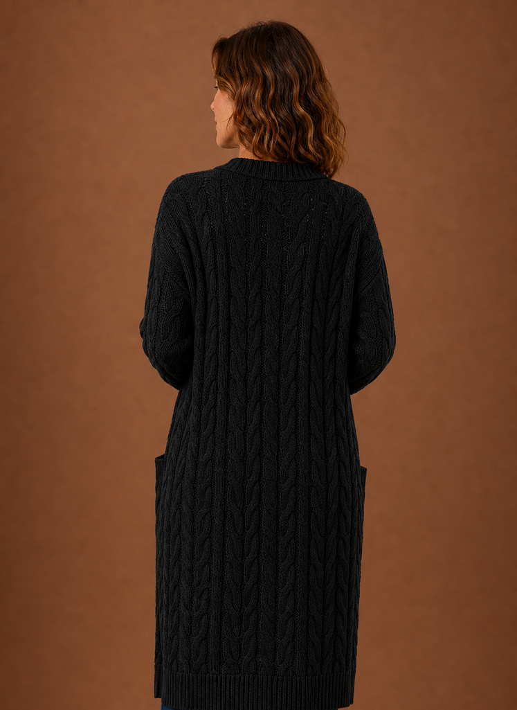 Josephine | Longline Cable Knit Cardigan