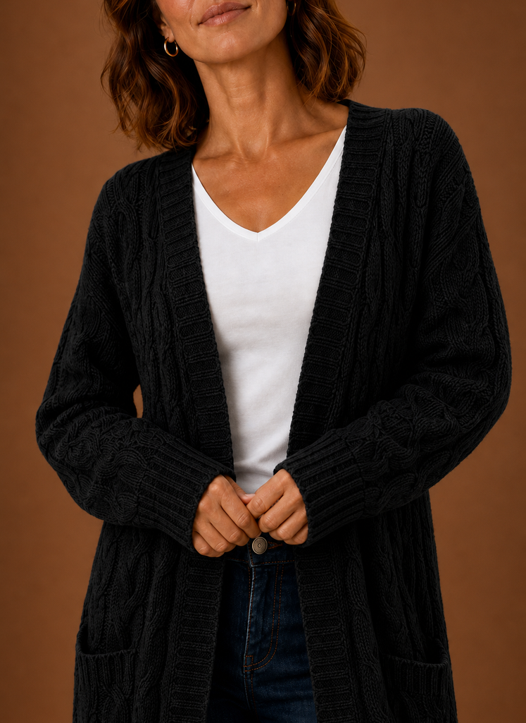 Josephine | Longline Cable Knit Cardigan