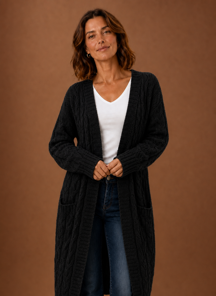 Josephine | Longline Cable Knit Cardigan