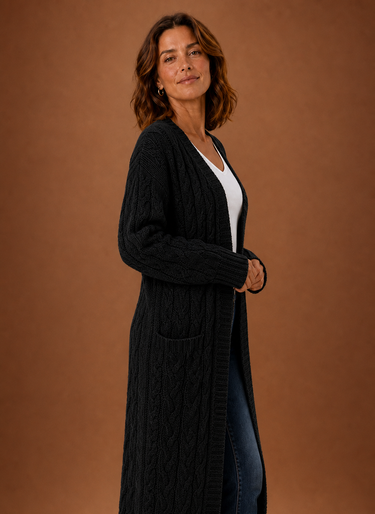 Josephine | Longline Cable Knit Cardigan