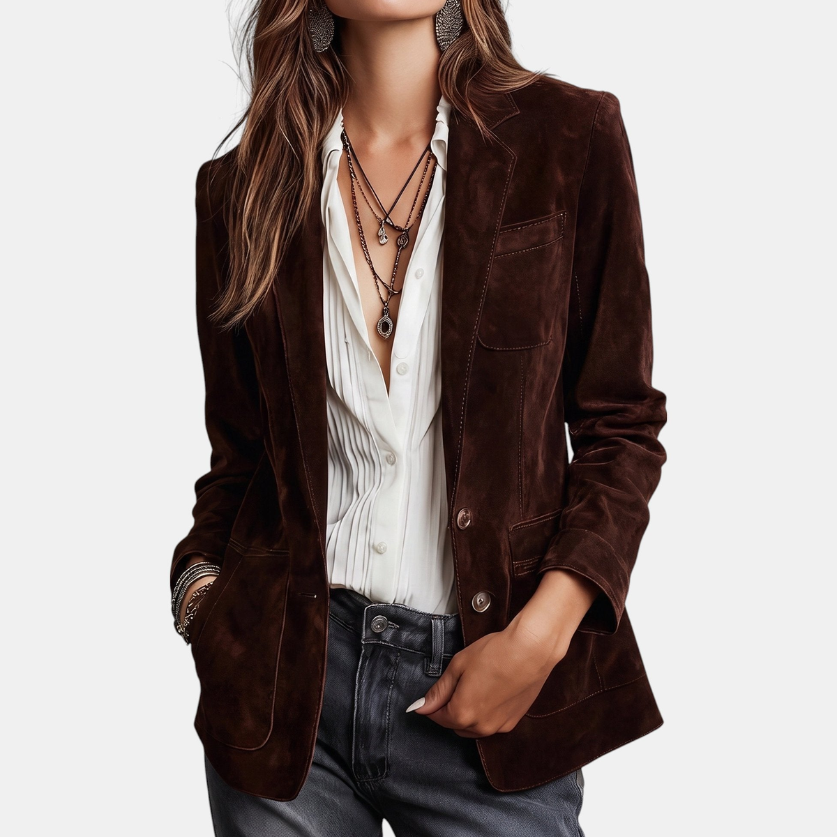 Isabelle | Tailored Suede-Look Blazer