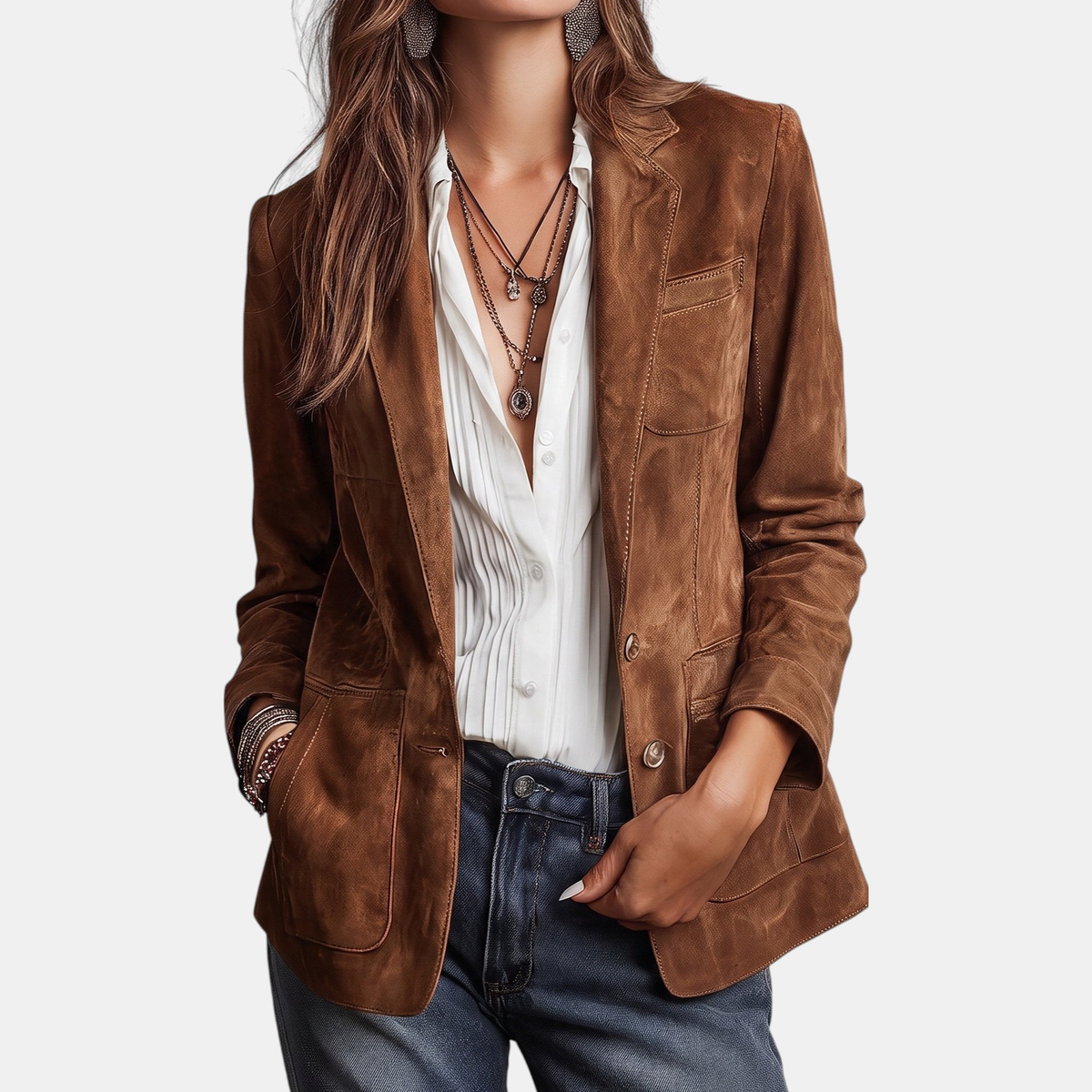 Isabelle | Tailored Suede-Look Blazer