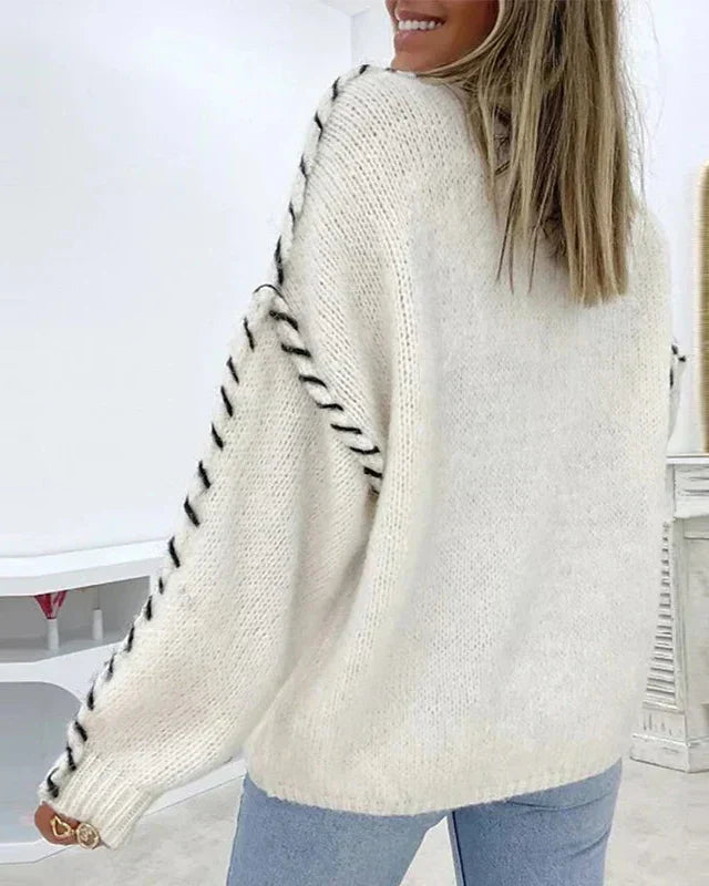 Women Fluffy Knit Sweater | Crew Neck