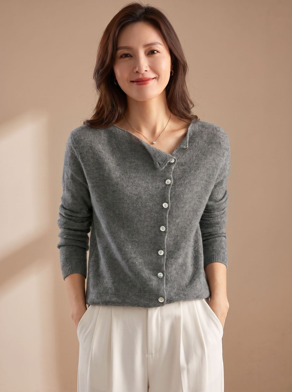 Beatrix | Soft Asymmetric Button Jumper