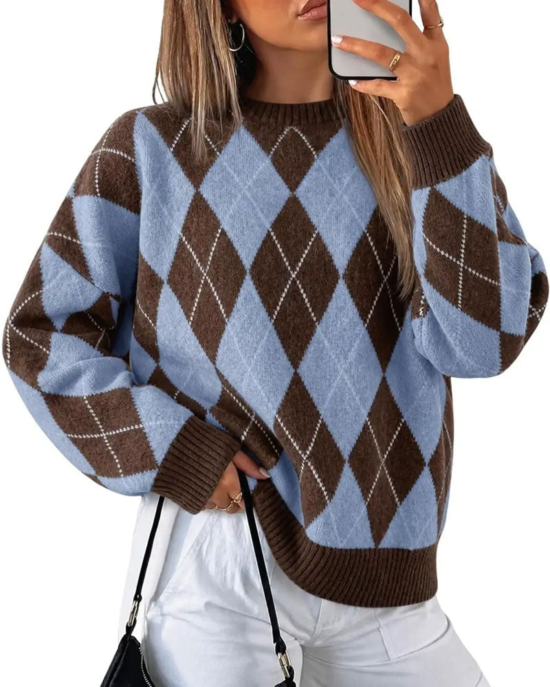 Women’s Argyle Crew-Neck Jumper