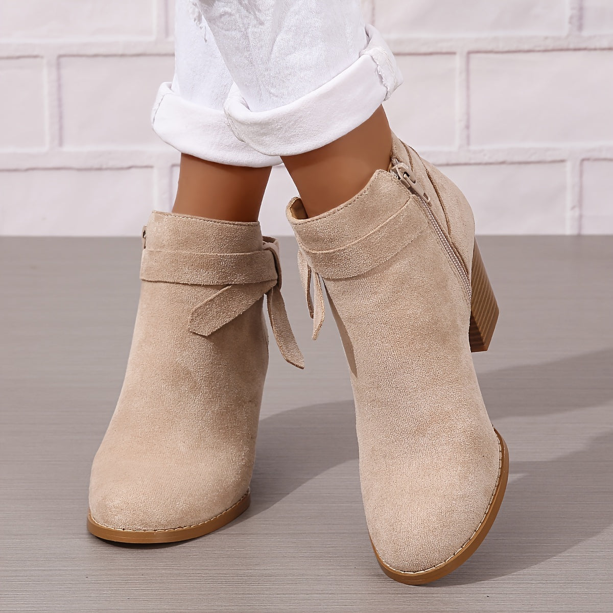 Rosalind | Bow-Strap Suede Ankle Boots