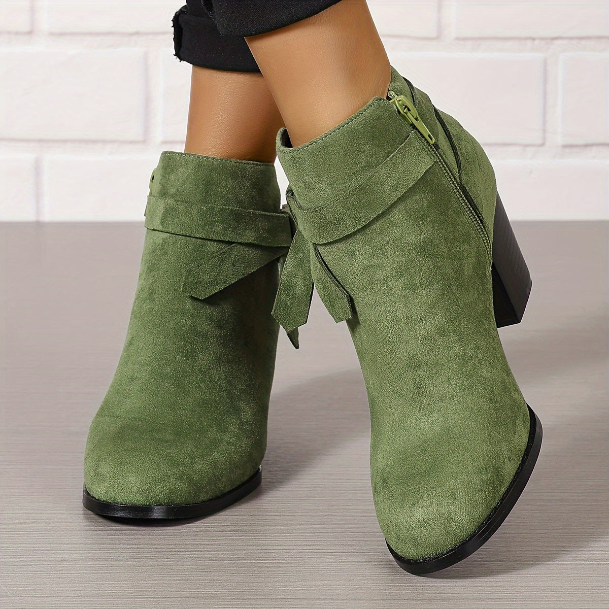 Rosalind | Bow-Strap Suede Ankle Boots