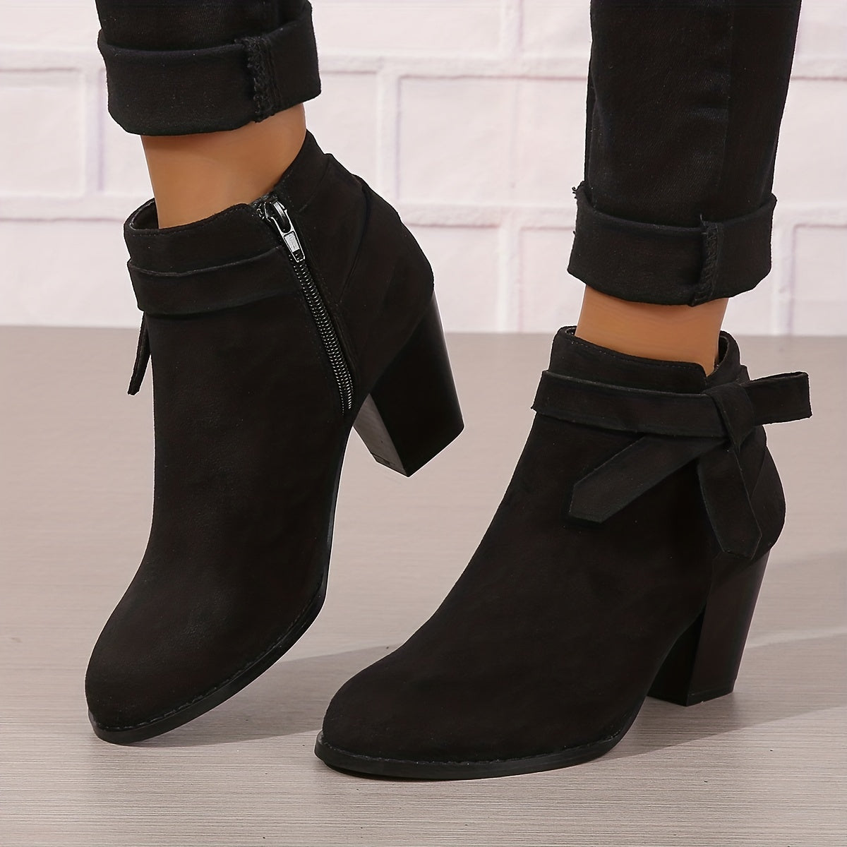 Rosalind | Bow-Strap Suede Ankle Boots