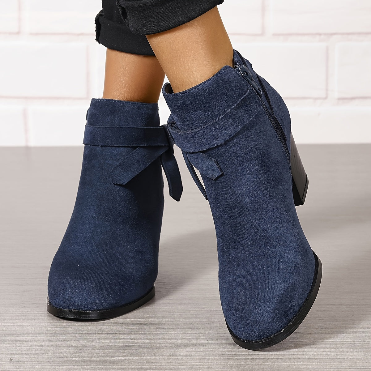 Rosalind | Bow-Strap Suede Ankle Boots