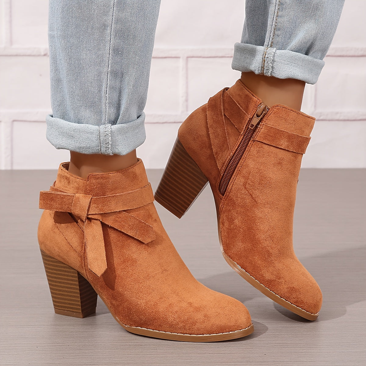 Rosalind | Bow-Strap Suede Ankle Boots