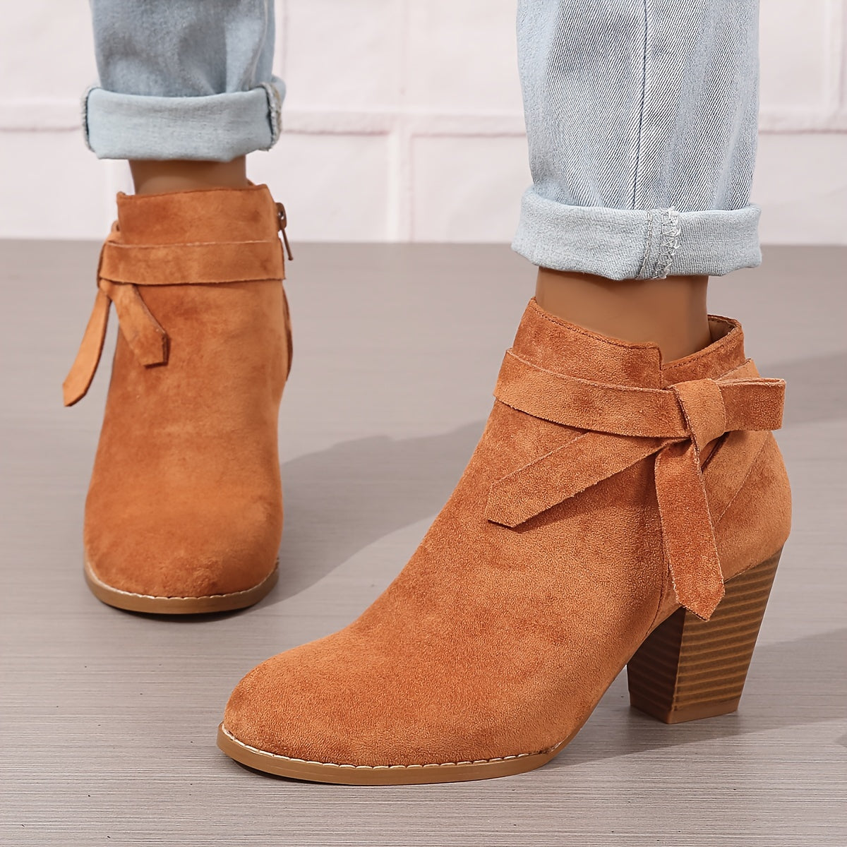 Rosalind | Bow-Strap Suede Ankle Boots