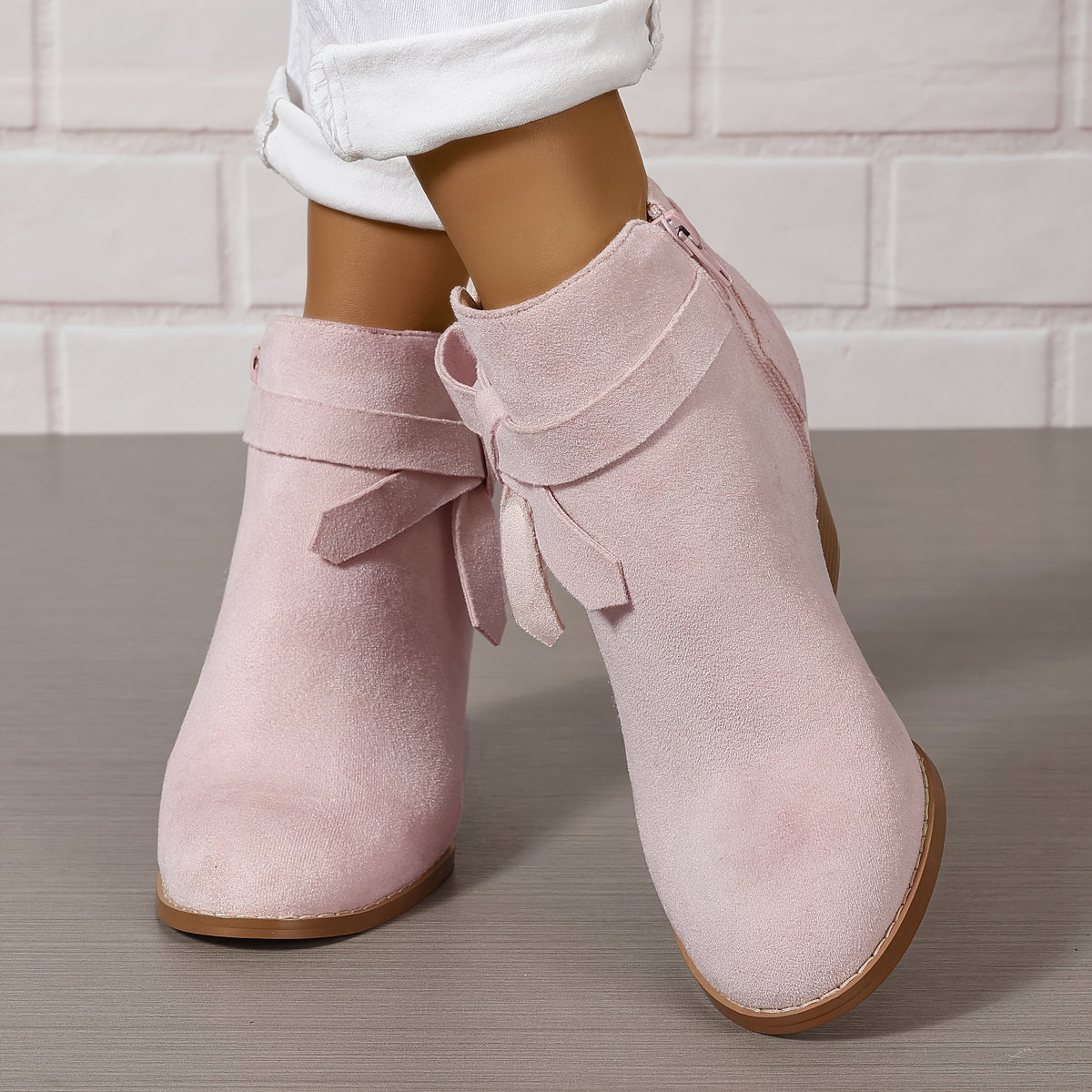 Rosalind | Bow-Strap Suede Ankle Boots