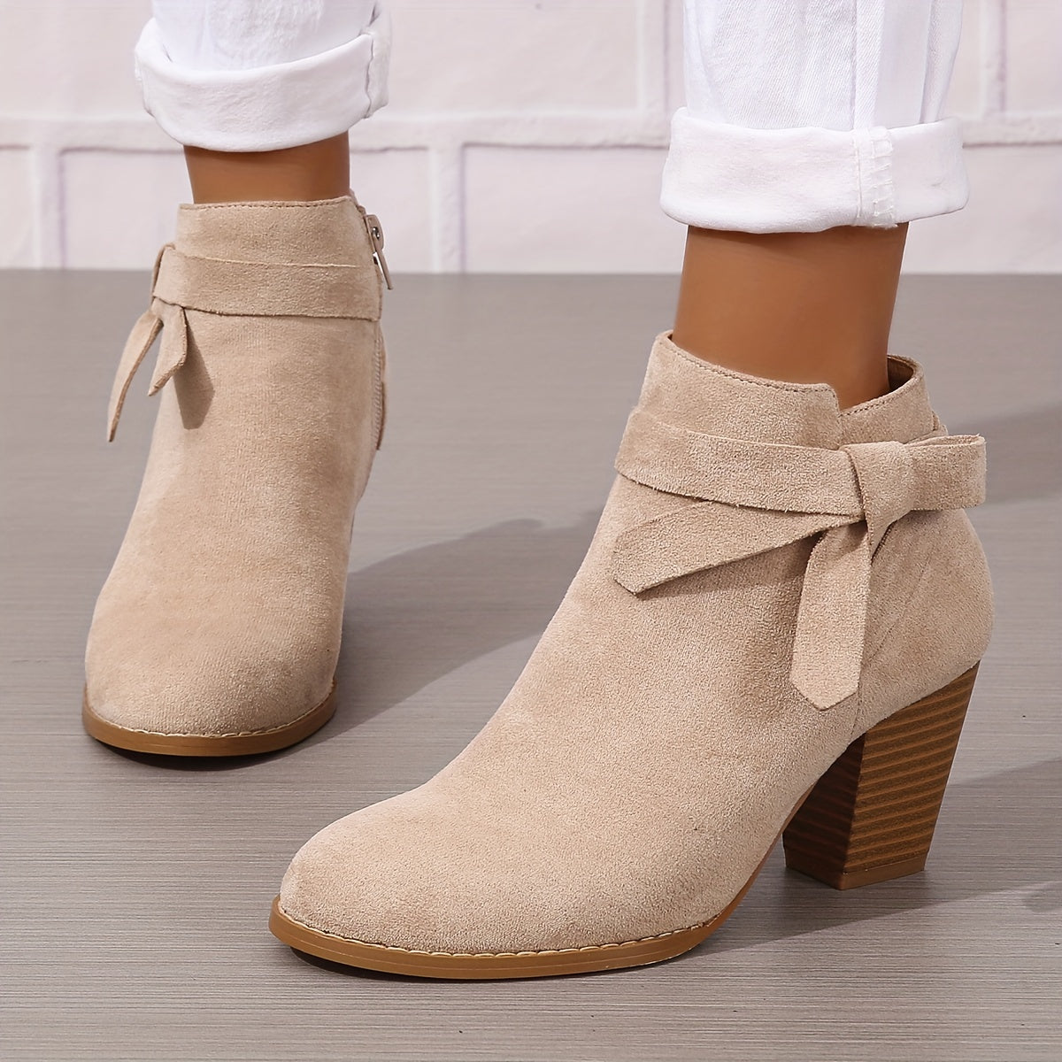 Rosalind | Bow-Strap Suede Ankle Boots