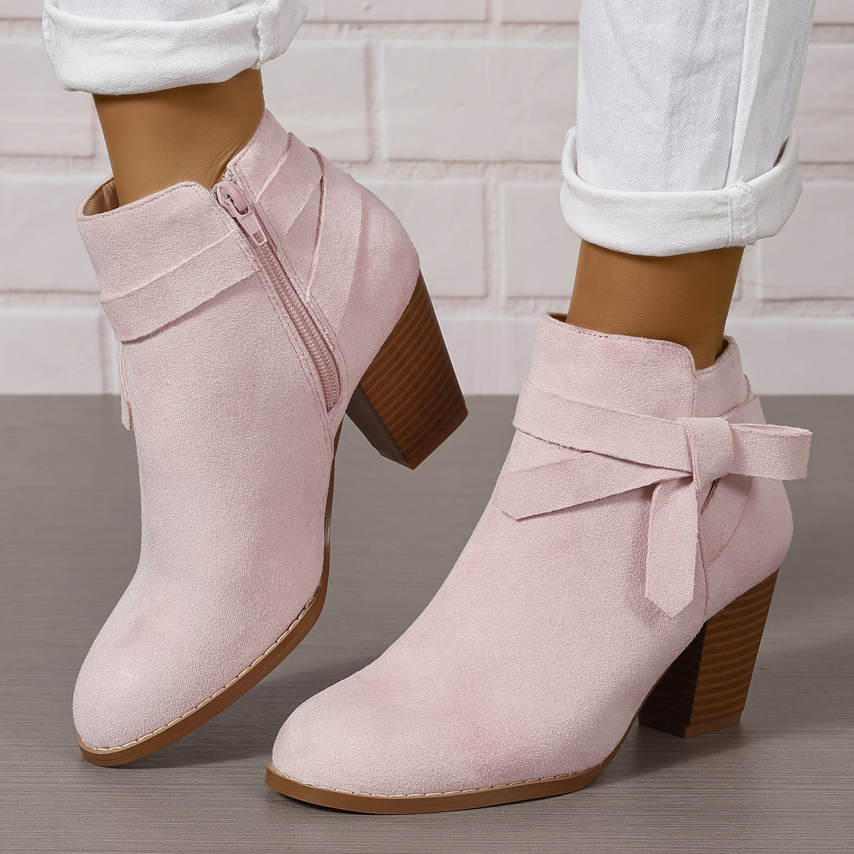 Rosalind | Bow-Strap Suede Ankle Boots