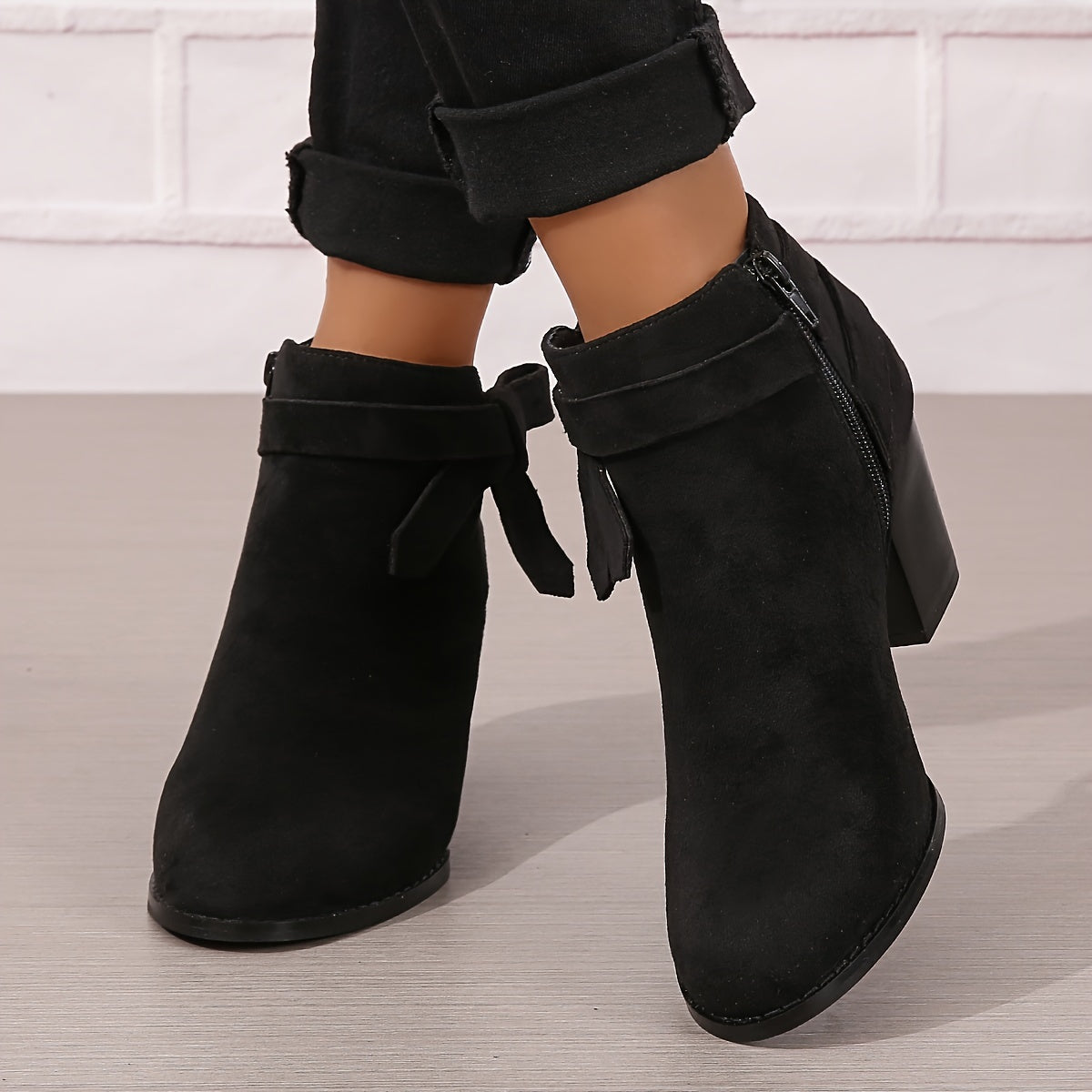 Rosalind | Bow-Strap Suede Ankle Boots