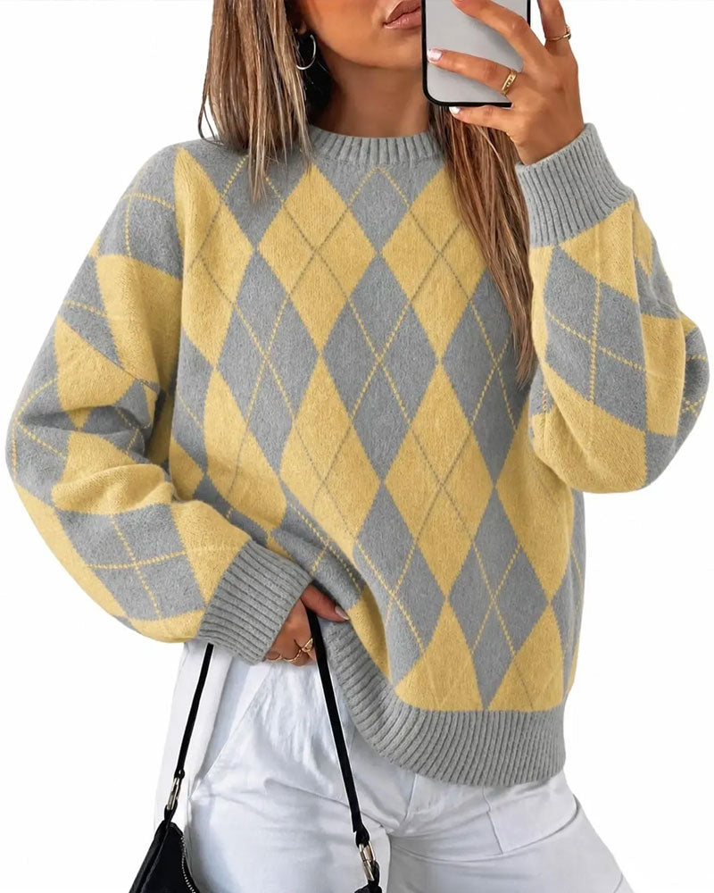 Women’s Argyle Crew-Neck Jumper