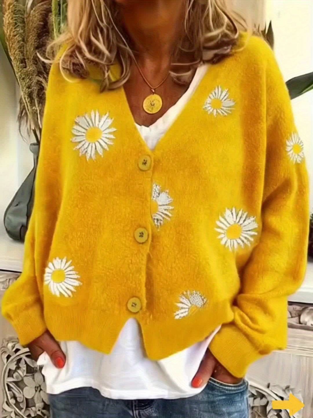 Irene | Cardigan con margherite ricamate