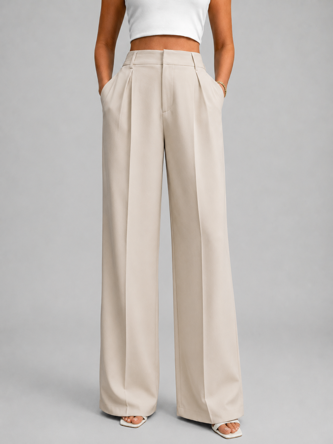 Phoebe | Pleated Wide-Leg Trousers