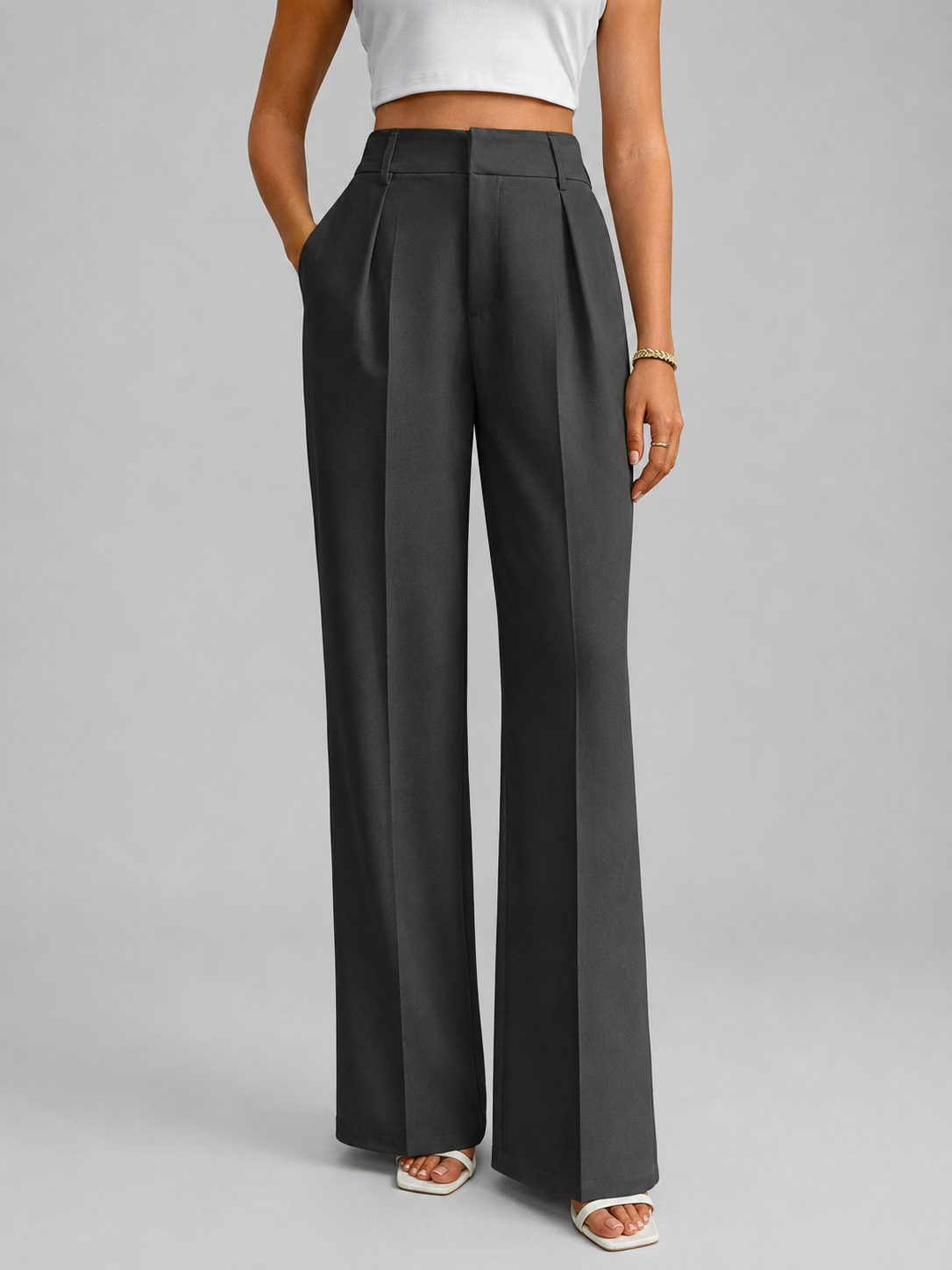 Phoebe | Pleated Wide-Leg Trousers